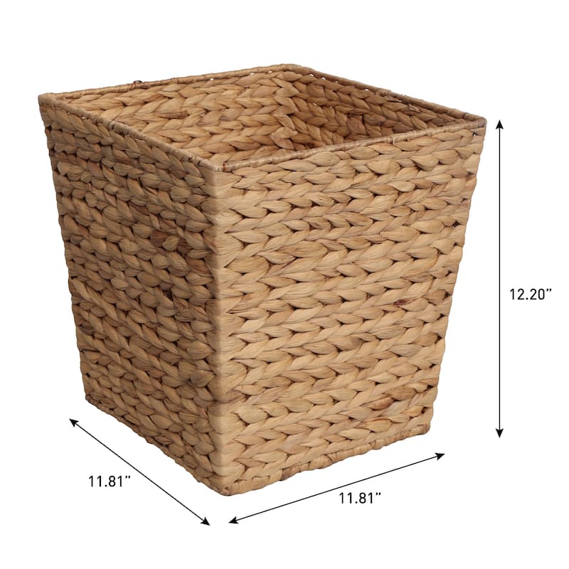 Theo Farmhouse Handwoven Water Hyacinth 4.8-Gallon Tapered Square Wicker Watebasket (Set of 2)