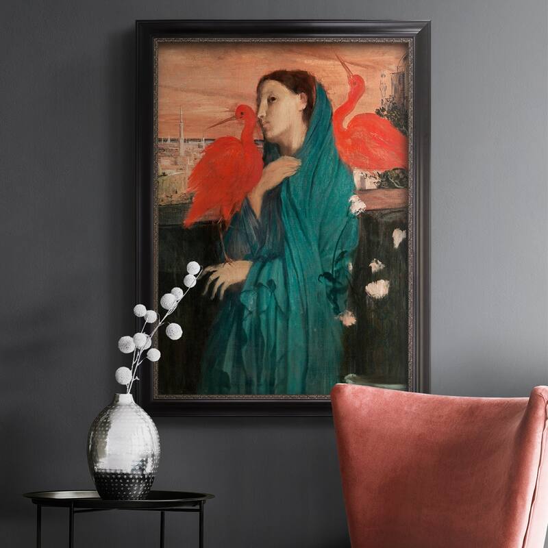 Young Woman with Ibis Premium Framed Canvas- Ready to Hang