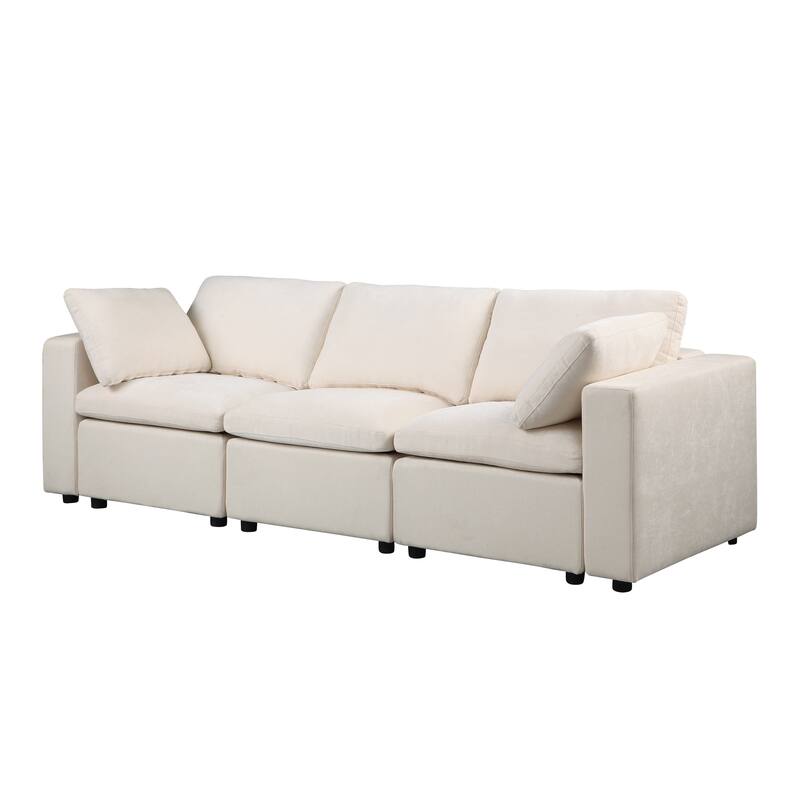 3-Piece Chenille Modular Sectional Sofa Set with Armless and Corner Chairs