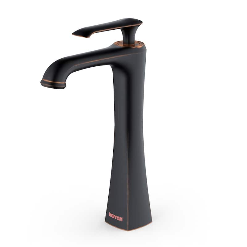 Karran Woodburn Single Hole Single Handle Vessel Bathroom Faucet with Matching Pop-Up Drain