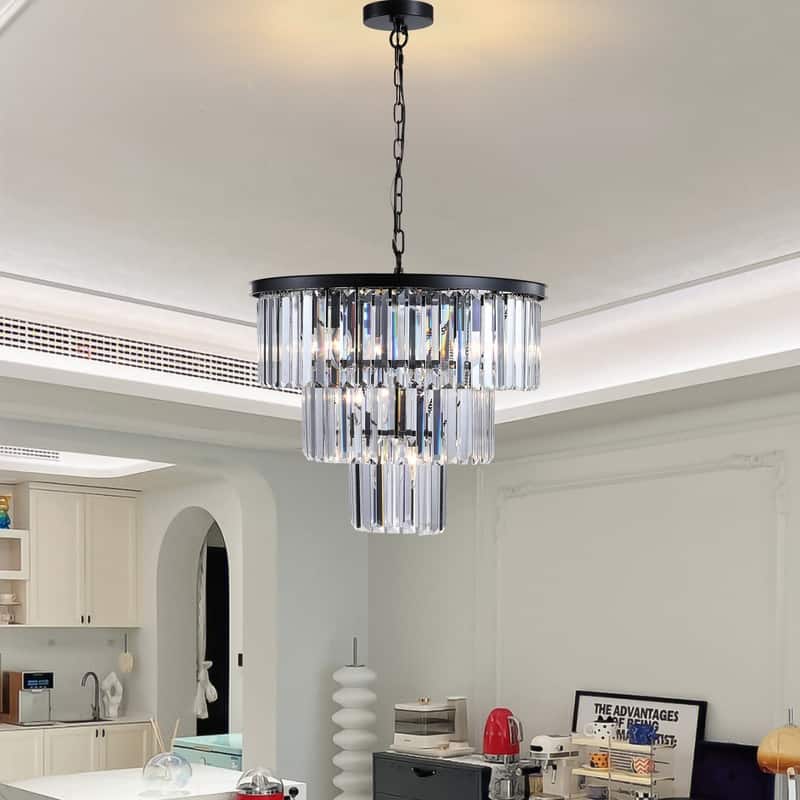 20-Inch 3-Tier Crystal Chandelier – 7-Light Frame Pendant Light for Living Room, Dining Room & Bedroom (Bulbs Not Included)