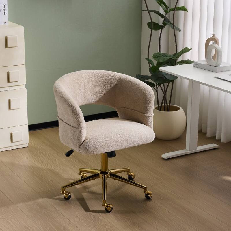 22.64 Inch Velvet Ring Backrest Swivel Office Chair