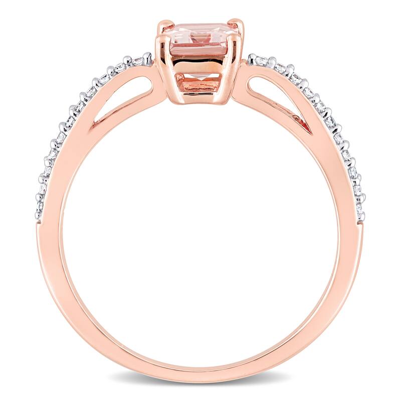 Miadora 10k Rose Gold Octagon-cut Morganite and 1/10ct TDW Diamond Ring