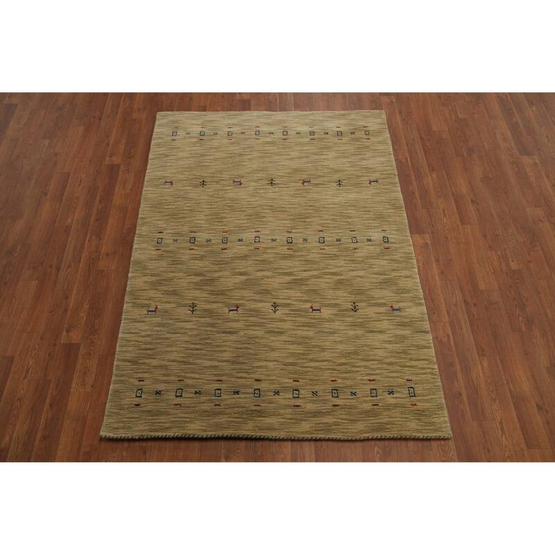 Handmade Wool Gabbeh Oriental Accent Rug Tribal Geometric Carpet - 5' 9'' X 4' 3''