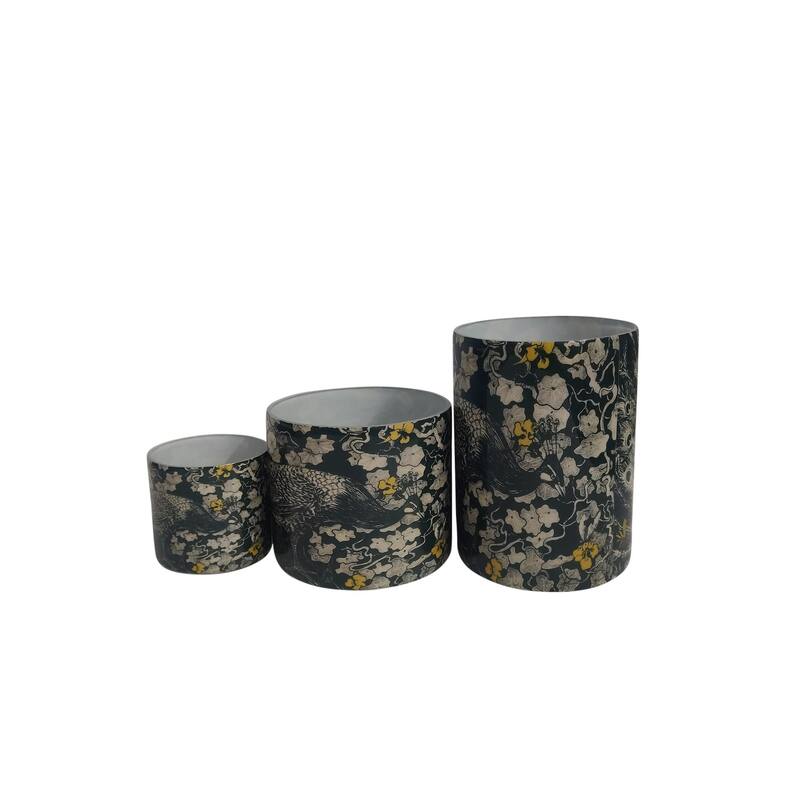 Small Peacock Votive Candle Holder - 3" - Green and Gray