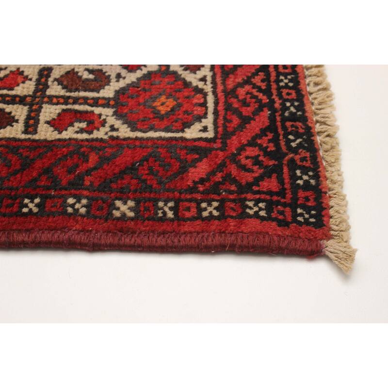 ECARPETGALLERY Hand-knotted Baluch Red Wool Rug - 3'11 x 6'11
