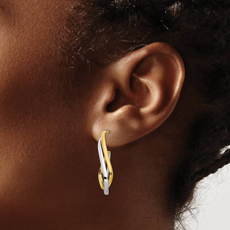Curata 14k Two tone Gold Polished Double Swirl Post Earrings - 28.58x14.25mm