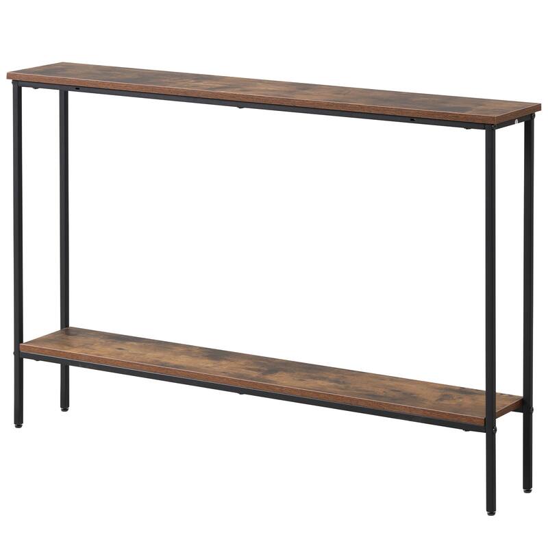44 Inch Modern 2-Tier Console Table with Lower Storage Shelf for Entryway Living Room or Hallway - 44"L x 8"W x 30.5"H