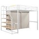 preview thumbnail 17 of 16, 70"High Full Size Metal Loft Bed with Large Wardrobe and Storage Staircase,White