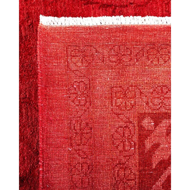 Overton Hand Knotted Wool Vintage Inspired Modern Contemporary Overdyed Red Area Rug - 12' 0" x 17' 10"
