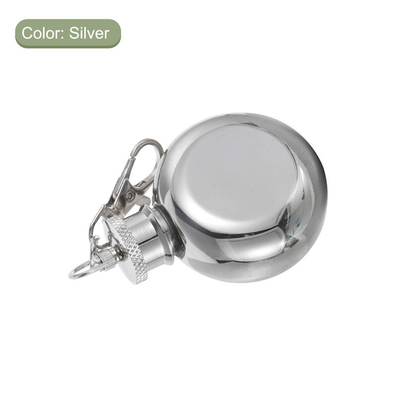 1oz 30ml Stainless Steel Round Hip Flask for Camping Outdoor Activity - Silver