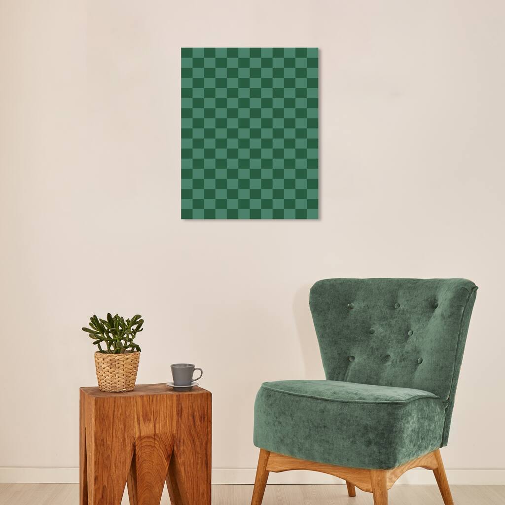 Wynwood Studio Canvas Abstract Green Kingdom Checkered Green Modern & Contemporary Wall Art Canvas Print