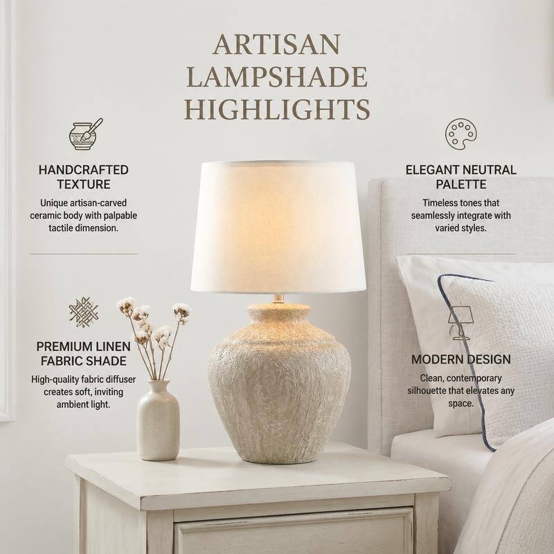 Acroma Rustic Table Lamp with Fabric Shade (Set of 2) - Set of 2