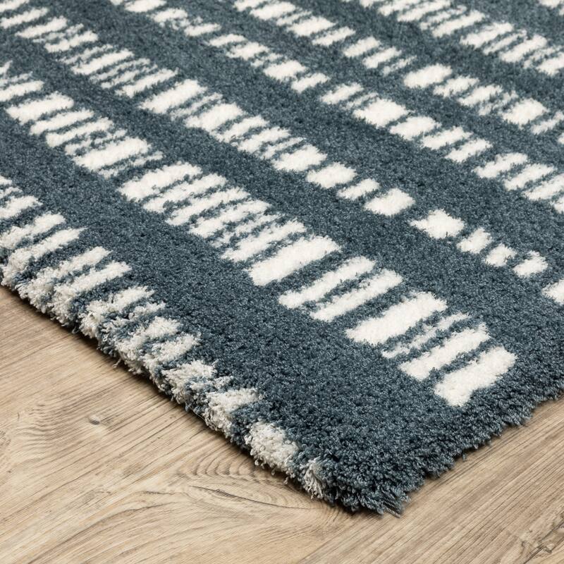 Style Haven Genoa Dashed Lines Dark Teal/ Ivory Area Rug