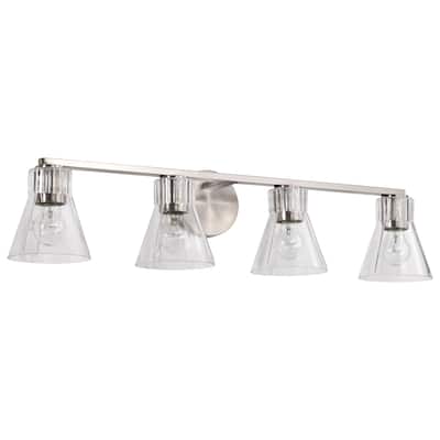 Gianna 4 Light Vanity Brushed Nickel Finish Clear Glass - Brushed Nickel