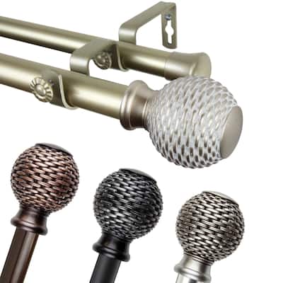 InStyleDesign Kray 1 inch Diameter Adjustable Double Curtain Rod