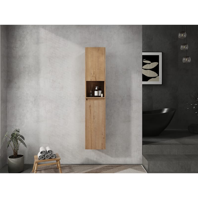 Modern Floating Bathroom Cabinet with Reversible Door & Soft-Close Hinges, Wall-Mounted Side Cabinet Storage Cabinet