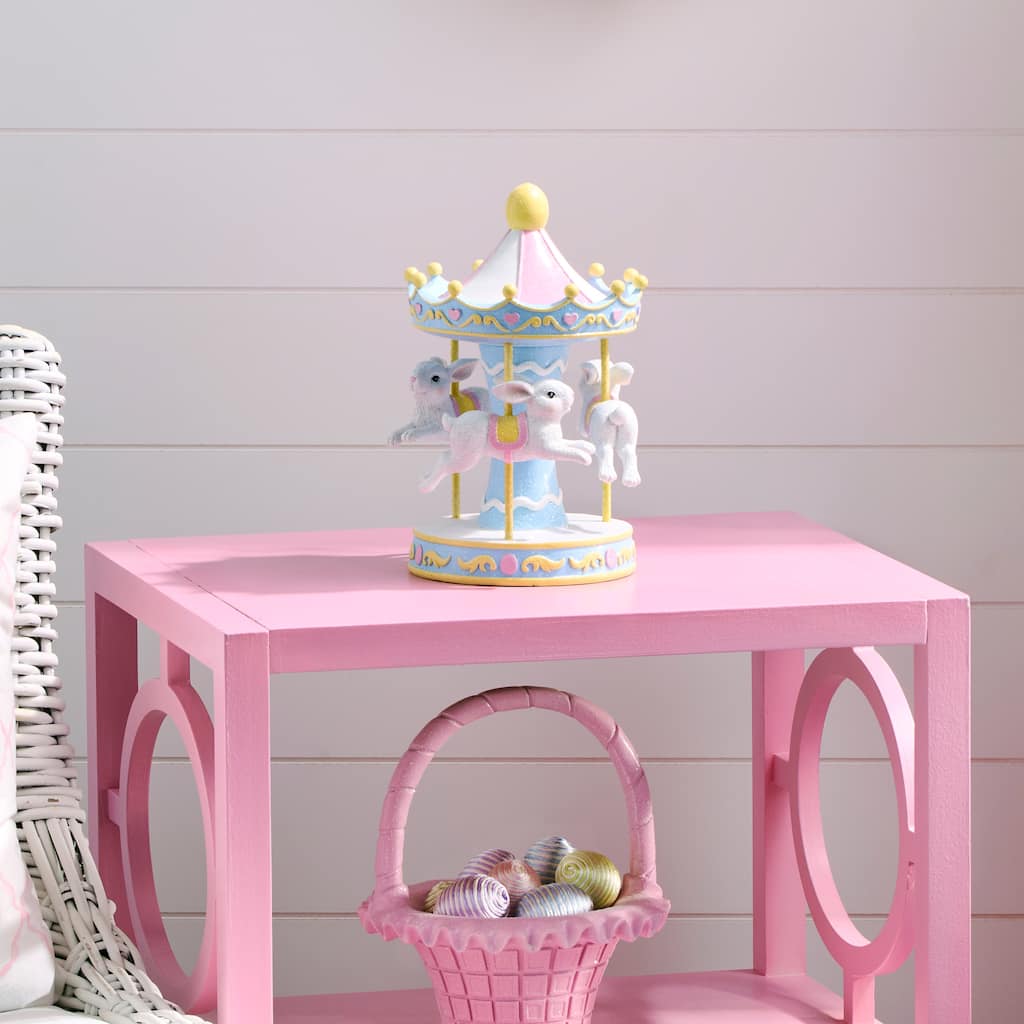 10.5" Resin Carousel With Bunny