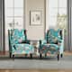 Upholstered Nailhead Trim Armchair Wingback Accent Chairs Set of 2 - Peacock Blue
