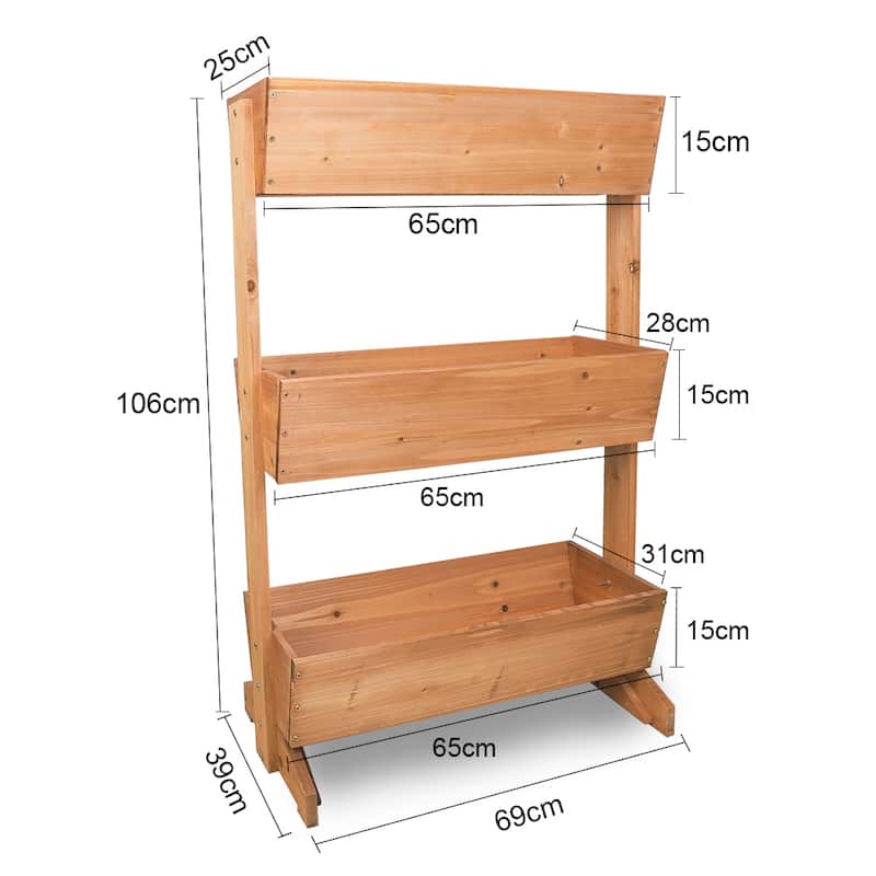 3 Tier Wooden Vertical Raised Garden Bed Vegetable Planter Box Outdoor - 27"x16"x42"
