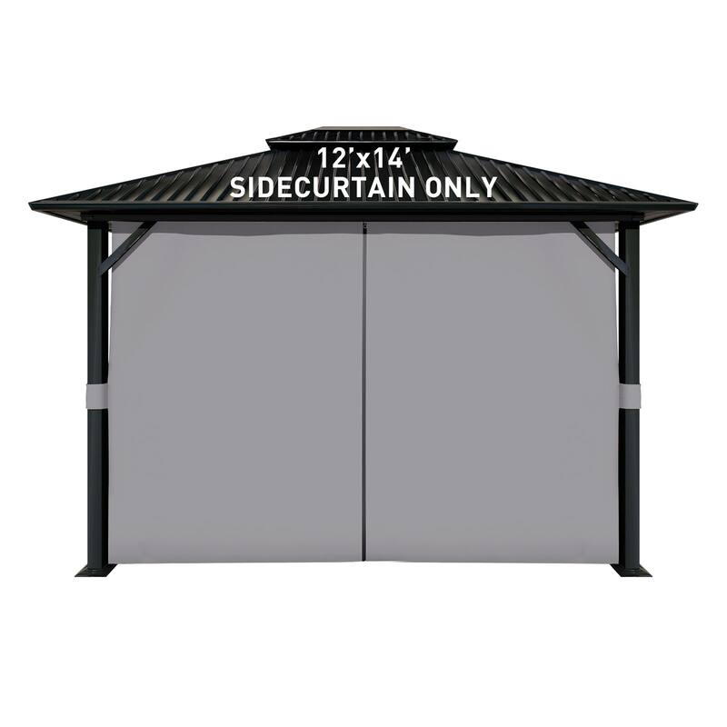 Aoodor Gazebo Curtain Replacement - Patio Privacy Curtains with Double Zipper(Curtain Only) - Grey