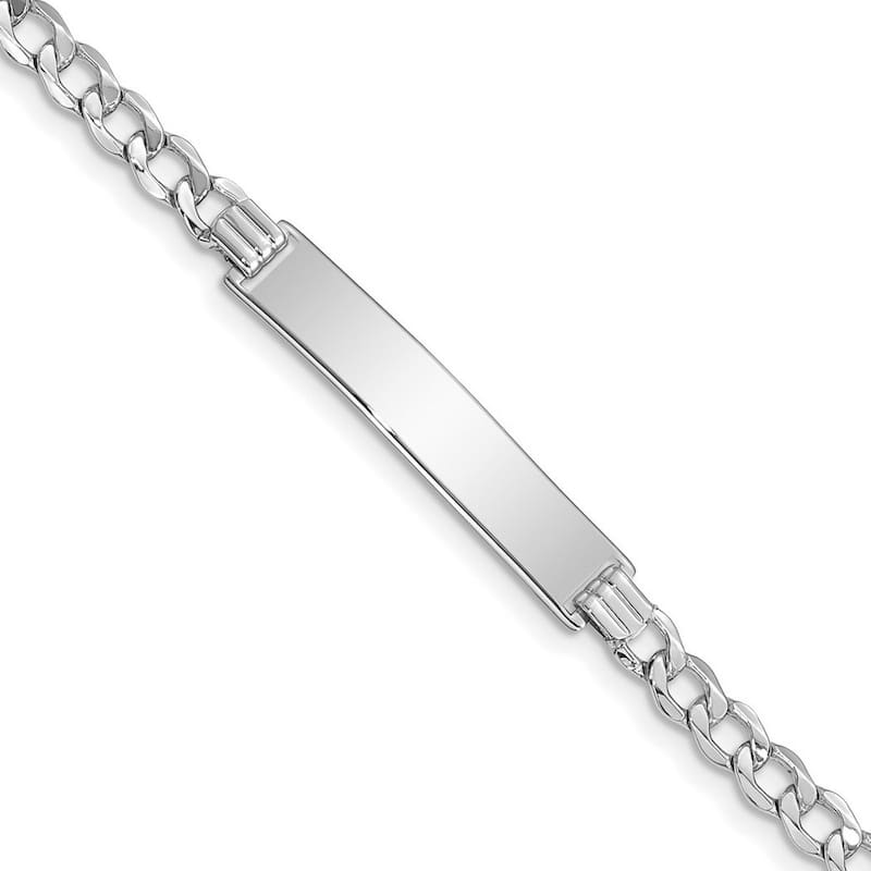 Curata 5.2mm 14k White Gold Engravable Polished ID With Semi solid Miami Curb Bracelet