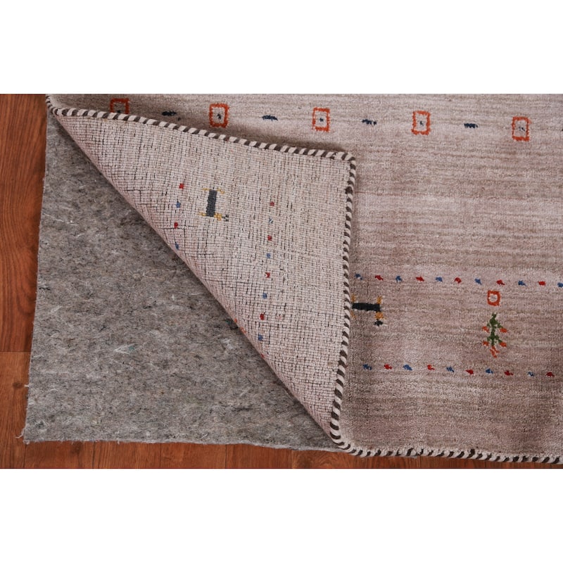 Hand Knotted Oriental 100% Wool Carpet Tribal Animal Pictorial Brown Gabbeh Area Rug - 4' 11'' X 2' 11''