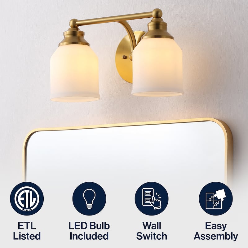 JONATHAN Y Jayne Iron/Frosted Glass LED Vanity Light