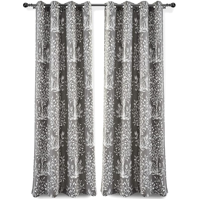 DriftAway Anna Cotton Botanical Pattern Thermal Insulated Energy Saving Grommet Window Curtains 2 Panels