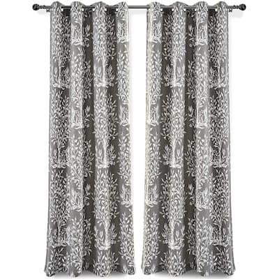 DriftAway Anna Cotton Botanical Pattern Thermal Insulated Energy Saving Grommet Window Curtains 2 Panels