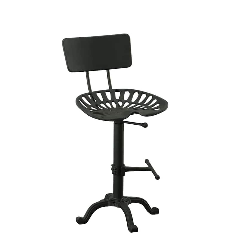 Adjustable Tractor Seat Barstool with Back - 36.5" - Black