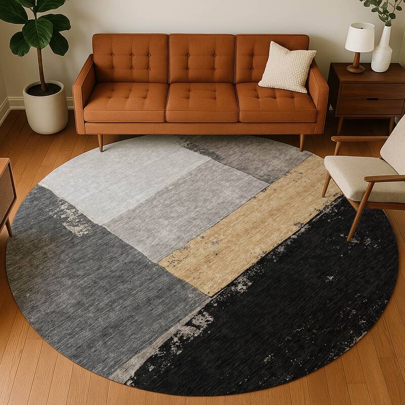 Machine Washable Indoor/ Outdoor Abstract Kraig Chantille Rug