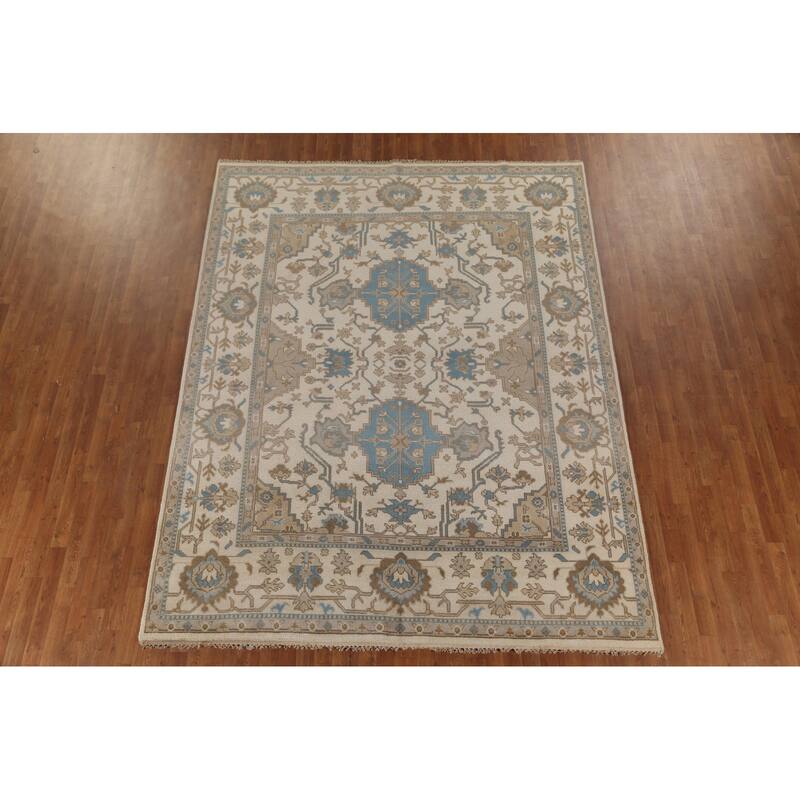Oushak Indian Area Rug Handmade Wool Carpet - 8'0"x 10'2"