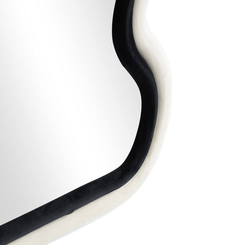 Black Velvet Abstract Wavy Room Wall Mirror with Layered Frame