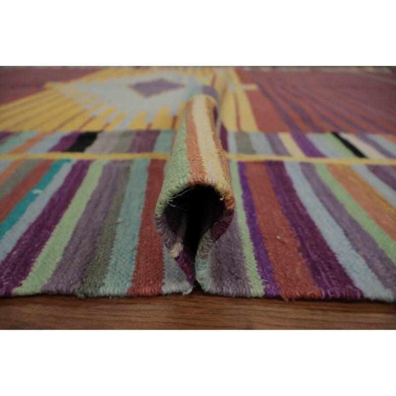 Hand Woven Oriental 100% Wool Carpet Southwestern Modern Oranges & Rust Kilim Area Rug - 10' 0'' X 8' 0''