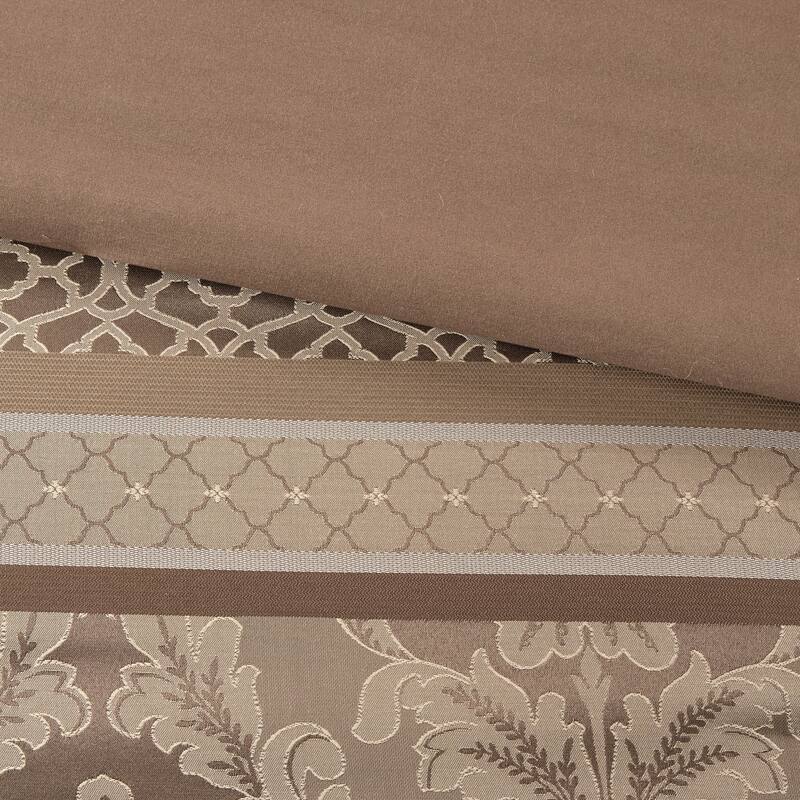 7 Piece Jacquard Comforter Set Brown/Gold Cal King