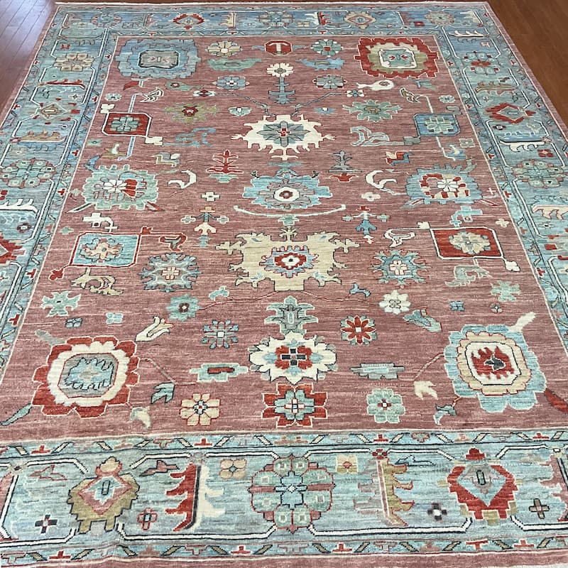 HERAT ORIENTAL Handmade Vegetable Dyed Oushak Wool Rug - 9'2" x 11'9"