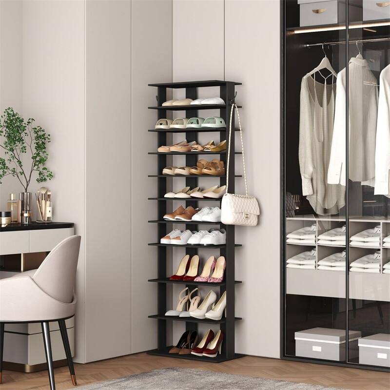 10Tier Vertical Shoe Rack - 11.02"D x 20.47"W x 62.2"H
