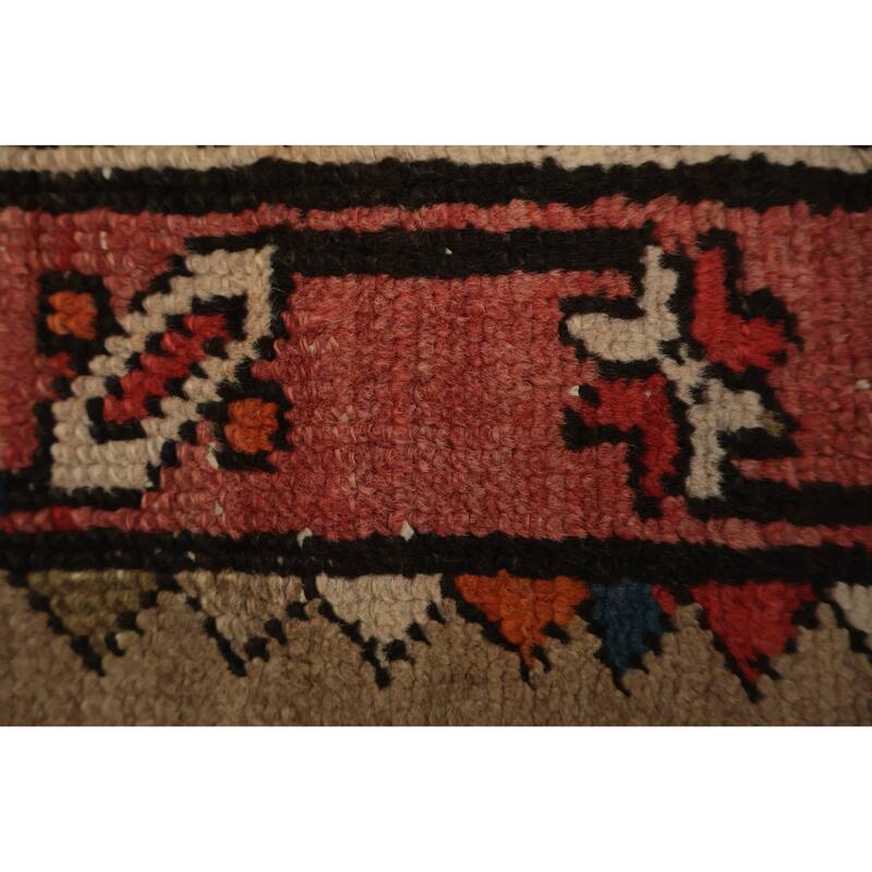 Hand Knotted Oriental 100% Wool Carpet Traditional Geometric Beige & Ivories Sarab Runner Rug - 12' 6'' X 2' 9''