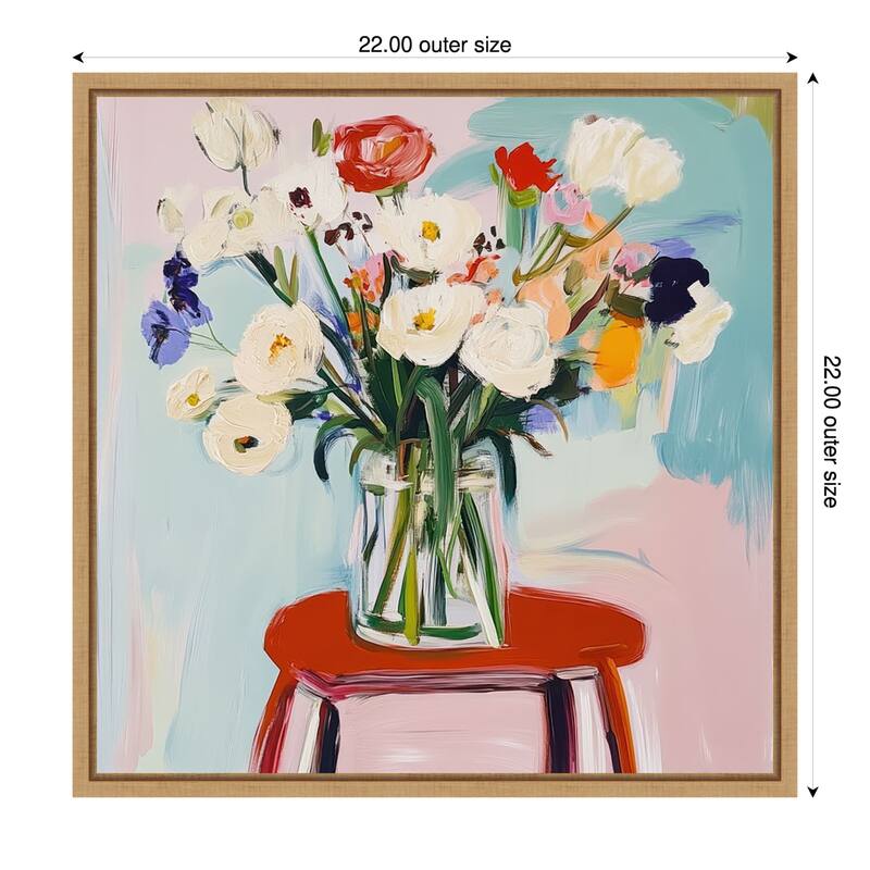 Pure Petals No. 1 by Elara Yasna Framed Canvas Wall Art Print - 22 x 22 in