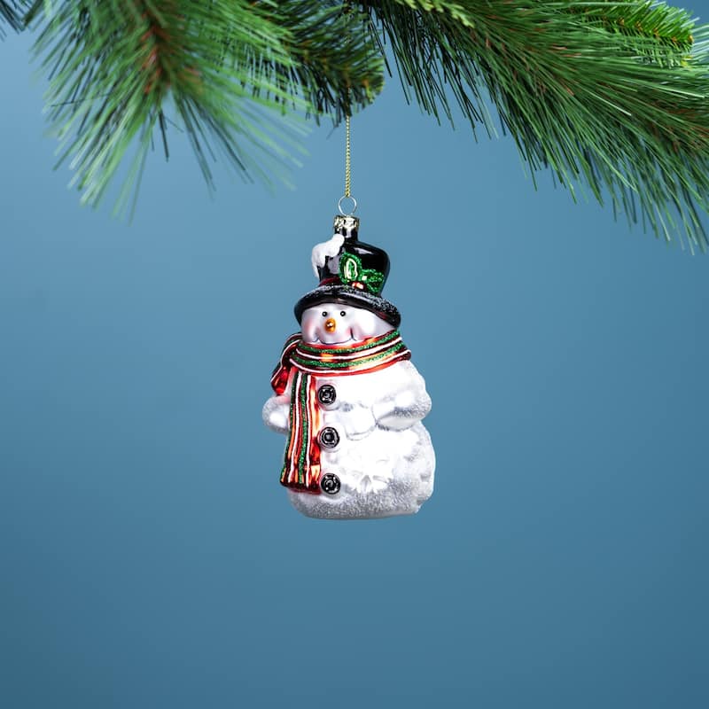Set of 6 Glittered Glass Snowman Christmas Ornaments 5.25"