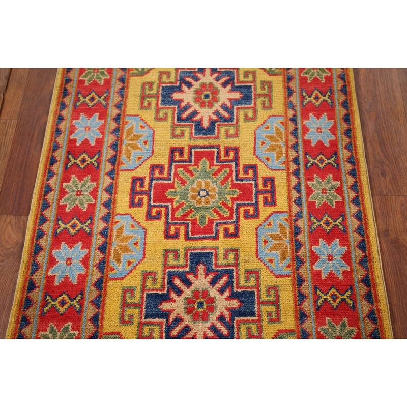 Yellow Kazak Oriental Foyer Rug Handmade Wool Carpet - 2'0" x 3'0"