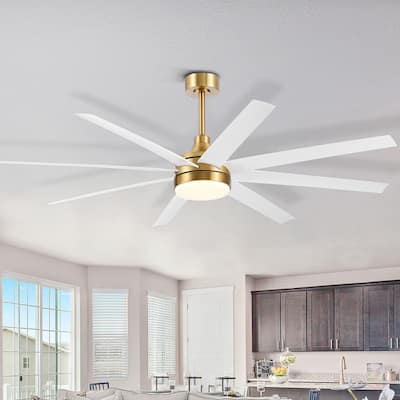 65 Inch Gold Modern Ceiling Fan with Light Remote(8-Blade)