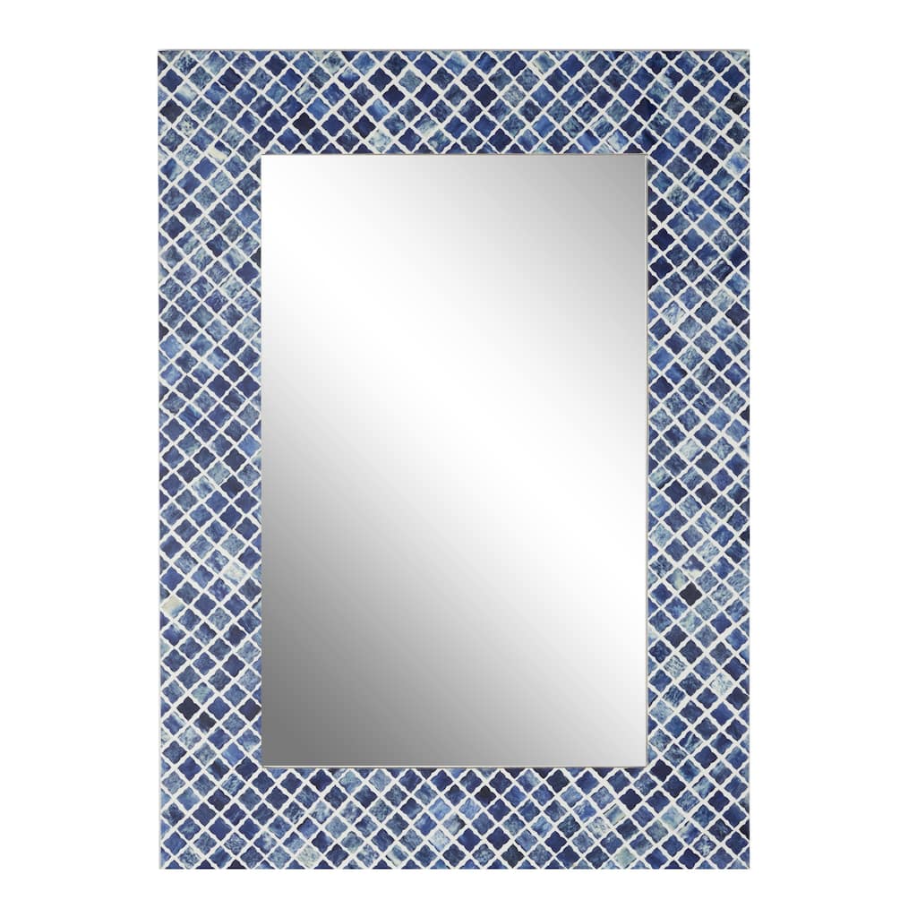 Bone Quatrefoil Bone Inlay Wall Mirror - Blue - Roche River Decor