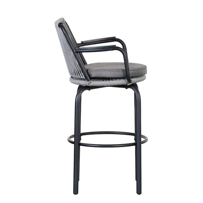 Christopher Knight Home - Jordan Modern Woven Rattan Rope Bar Stools with Back and Arms, Set of 2
