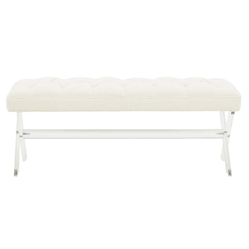 SAFAVIEH Couture Ketevan Tufted Acrylic Bench - 48"x18"x18". - 48" W x 18" L x 18" H - 48Wx18Dx18H - Ivory