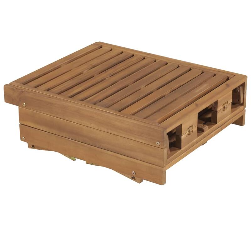 vidaXL Patio Lounge Chair with Cushion Folding Sunlounger Solid Acacia Wood - 78.7" x 24" x 11.8"/33.9"
