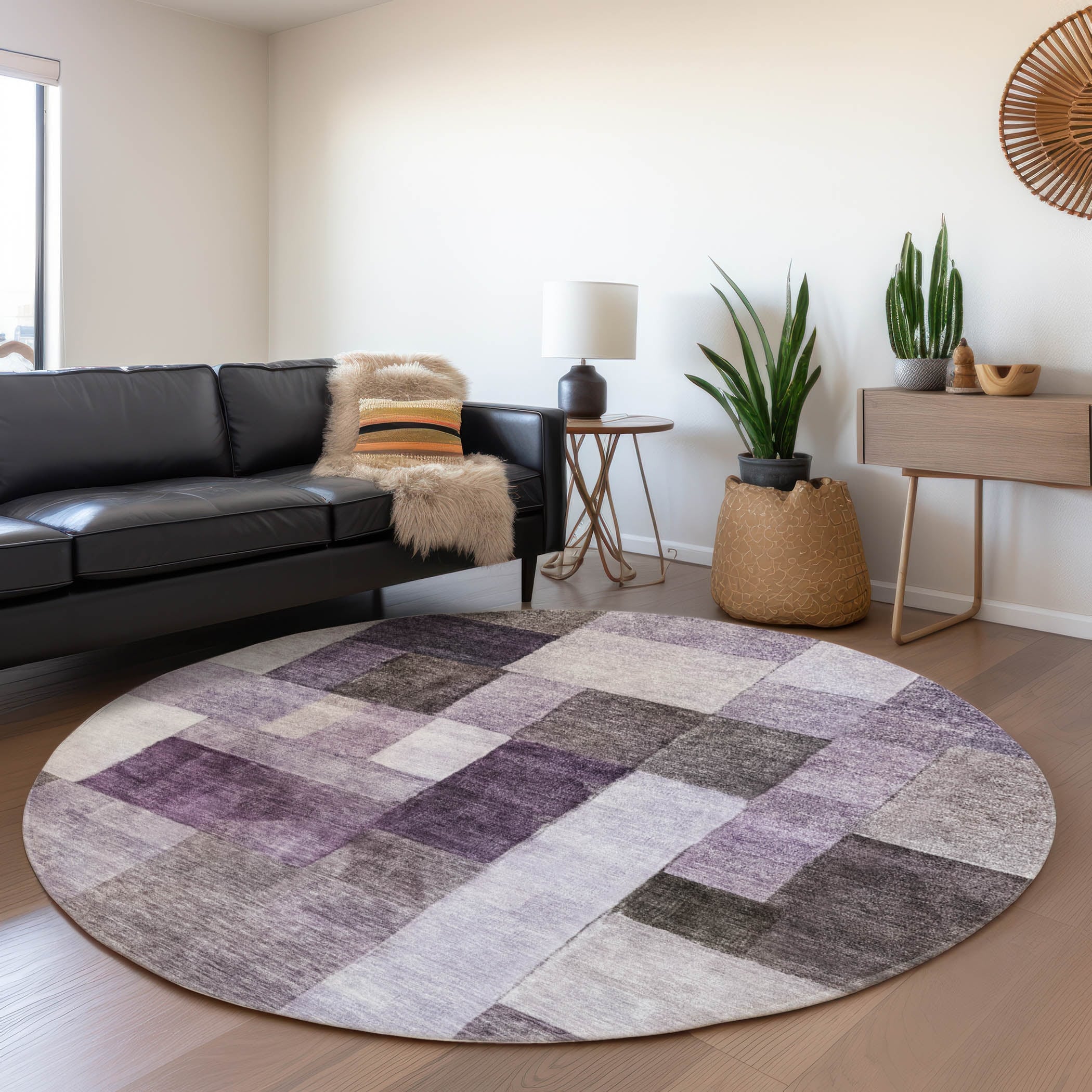 Machine Washable Indoor/ Outdoor Contemporary Geo Chantille Rug