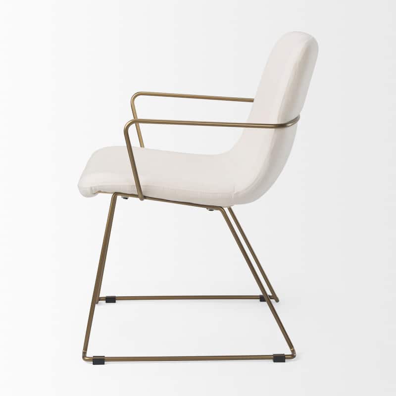 Sawyer Cream Fabric Wrap Seat With Gold Metal Frame Dining Chair - 22.4"W x 24.8"D x 34.6"H