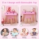 preview thumbnail 6 of 10, Costway Kid Vanity Table Chair Set with Mirror Large Storage Drawers - See Details
